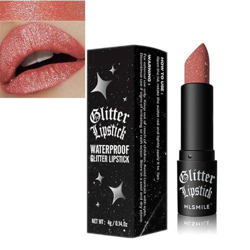 Mikabila Glitzer Lippenstift,Lippenstift Metallic Glanz Finish, lang Anhaltender Lippenstift mit Metallischem Schimmer Funkeln Lipgloss für Frauen,Diamond Metallic Funkelnder von Mikabila