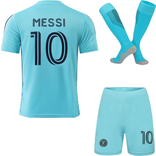 Mikalay Miami Messi #10 Third 2023/2024 Grün Kinder Trikot & Shorts mit Socken Jugendgrößen (Grün,26) von Mikalay