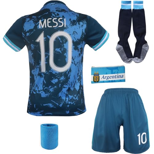 Mikalay Neu Leo Messi #10 Auswärts COPA Kinder Fußball Trikot/Shorts/Socken für Kinder Jugendgrößen (Auswärts,26) von Mikalay