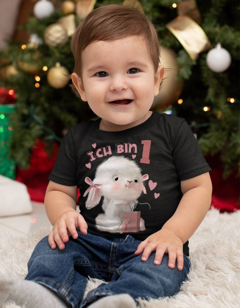 Mikalino Baby/Kinder T-Shirt Mit Spruch Ich Bin Eins 1 Niedlicher Hase Geschenk Kurzarm | Geschenkidee von Mikalino