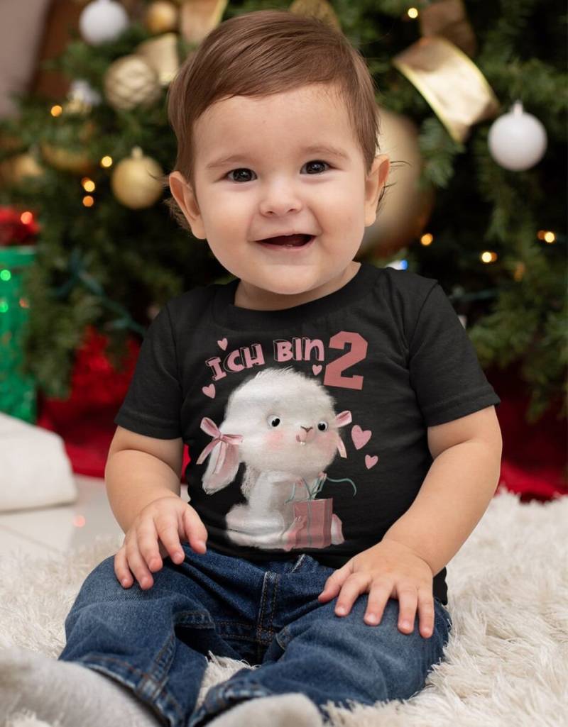 Mikalino Baby/Kinder T-Shirt Mit Spruch Ich Bin Zwei 2 Niedlicher Hase Geschenk Kurzarm | Geschenkidee von Mikalino