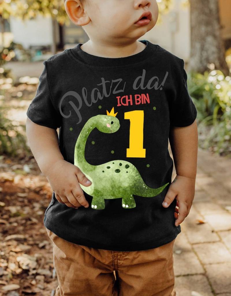 Mikalino Baby/Kinder T-Shirt Mit Spruch Platz Da Ich Bin Eins 1 Dinosaurier Krone Kurzarm | Geschenkidee von Mikalino