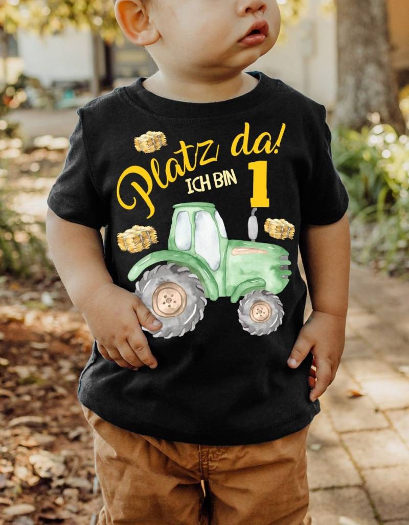 Mikalino Baby/Kinder T-Shirt Mit Spruch Platz Da Ich Bin Eins 1 Traktor Kurzarm | Geschenkidee von Mikalino