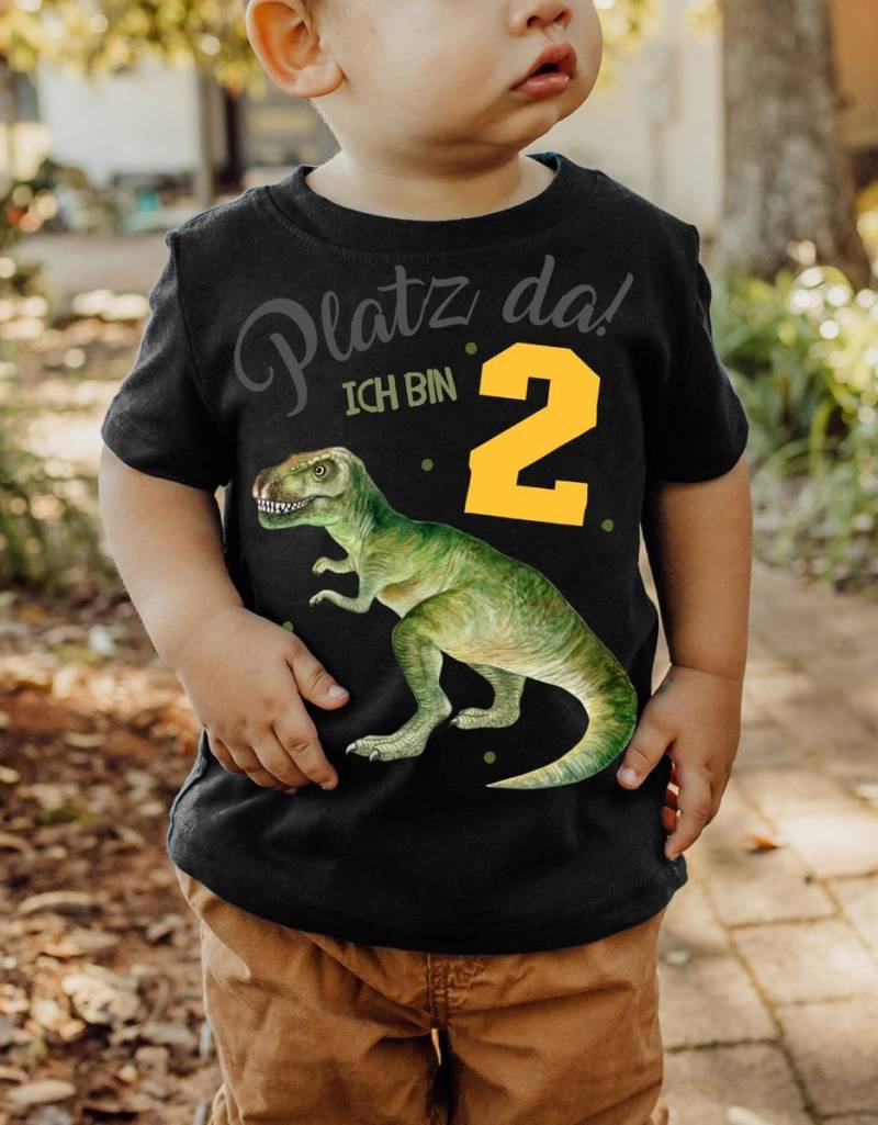Mikalino Baby/Kinder T-Shirt Mit Spruch Platz Da Ich Bin Zwei 2 Dinosaurier T-Rex Kurzarm | Geschenkidee von Mikalino