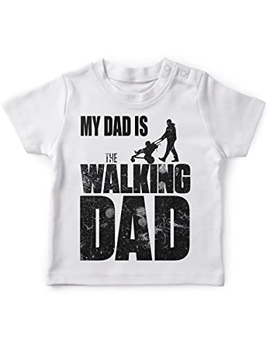 miKalino Baby/Kinder T-Shirt mit Spruch für Jungen Mädchen Unisex Kurzarm My Dad is The Walking Dad | handbedruckt in Deutschland | Handmade with Love, Farbe:Weiss, Grösse:92-98 von miKalino