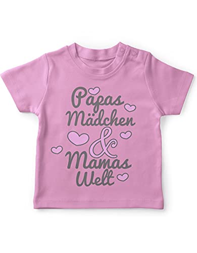 miKalino Baby/Kinder T-Shirt mit Spruch für Jungen Mädchen Unisex Kurzarm Papas Mädchen & Mamas Welt | handbedruckt in Deutschland | Handmade with Love, Farbe:rosa, Grösse:92-98 von miKalino