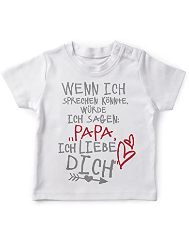 miKalino Baby/Kinder T-Shirt mit Spruch für Jungen Mädchen Unisex Kurzarm Wenn ich sprechen könnte würde ich Sagen: Papa ich Liebe Dich | handbedruckt in Deutschland, Farbe:Weiss, Grösse:68-74 von miKalino