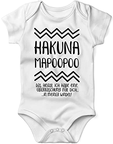 miKalino Babybody mit Spruch für Jungen Mädchen Unisex kurzarm Hakuna Mapoopoo | handbedruckt in Deutschland, Farbe:weiss, Grösse:56 von miKalino