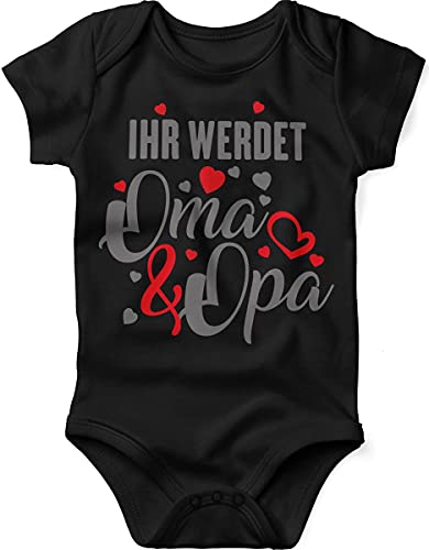 miKalino Babybody mit Spruch für Jungen Mädchen Unisex kurzarm Ihr werdet Oma und Opa | handbedruckt in Deutschland | Handmade with love, Farbe:schwarz, Grösse:62 von miKalino