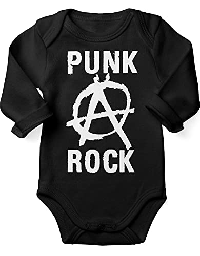 miKalino Babybody mit Spruch für Jungen Mädchen Unisex Langarm Punk Rock Anarchy | handbedruckt in Deutschland | Handmade with love, Grösse:68, Farbe:schwarz von miKalino