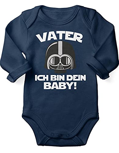 miKalino Babybody mit Spruch für Jungen Mädchen Unisex Langarm Vater - ich bin Dein Baby! | handbedruckt in Deutschland | Handmade with love, Farbe:navy, Grösse:56 von miKalino