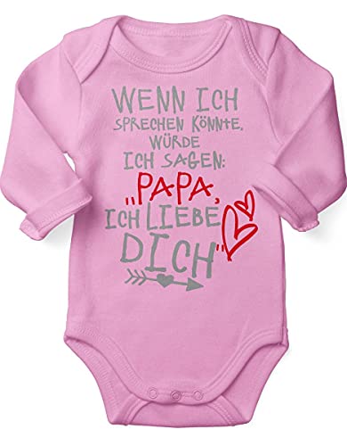 miKalino Babybody mit Spruch für Jungen Mädchen Unisex Langarm Wenn ich sprechen könnte würde ich sagen: Papa ich liebe Dich | handbedruckt in Deutschland | , Farbe:rosa, Grösse:80 von miKalino