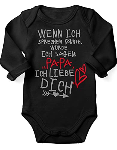 miKalino Babybody mit Spruch für Jungen Mädchen Unisex Langarm Wenn ich sprechen könnte würde ich sagen: Papa ich liebe Dich | handbedruckt in Deutschland | , Farbe:schwarz, Grösse:86-92 von miKalino