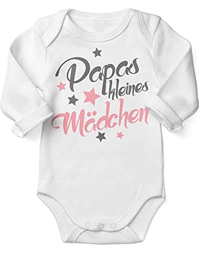 miKalino Babybody mit Spruch für Mädchen Unisex Langarm Papas kleines Mädchen | handbedruckt in Deutschland | Handmade with love, Farbe:weiss, Grösse:86-92 von miKalino