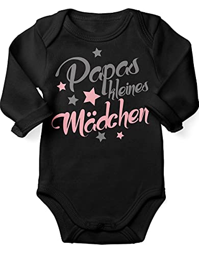 miKalino Babybody mit Spruch für Mädchen Unisex Langarm Papas kleines Mädchen | handbedruckt in Deutschland | Handmade with love, Farbe:schwarz, Grösse:80 von miKalino