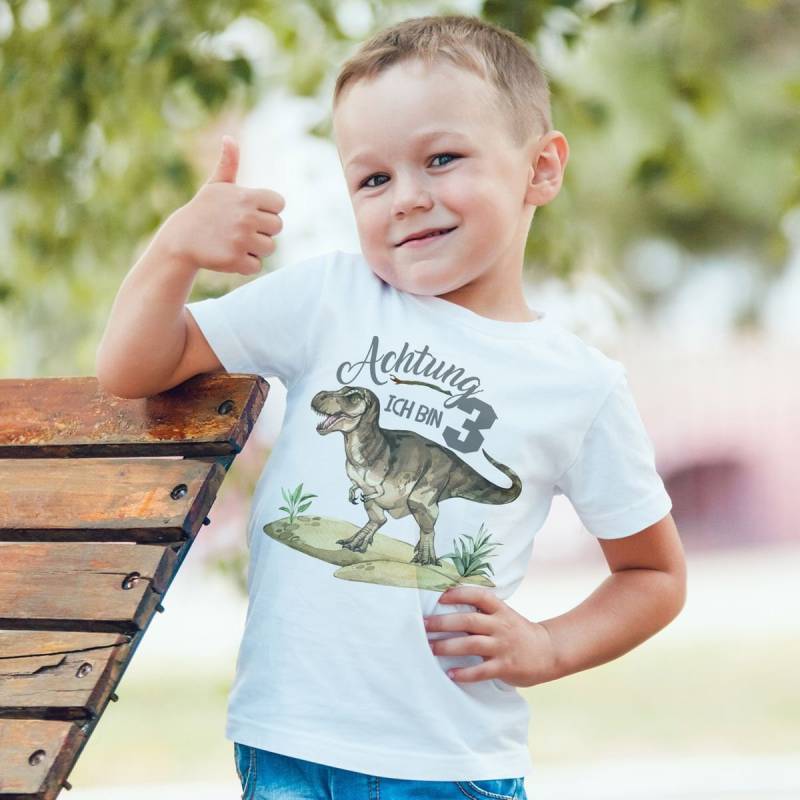 Mikalino Kinder T-Shirt Ich Bin 3 - T-Rex Kurzarm Shirt Für Jungen Und Mädchen | Geschenkidee von Mikalino