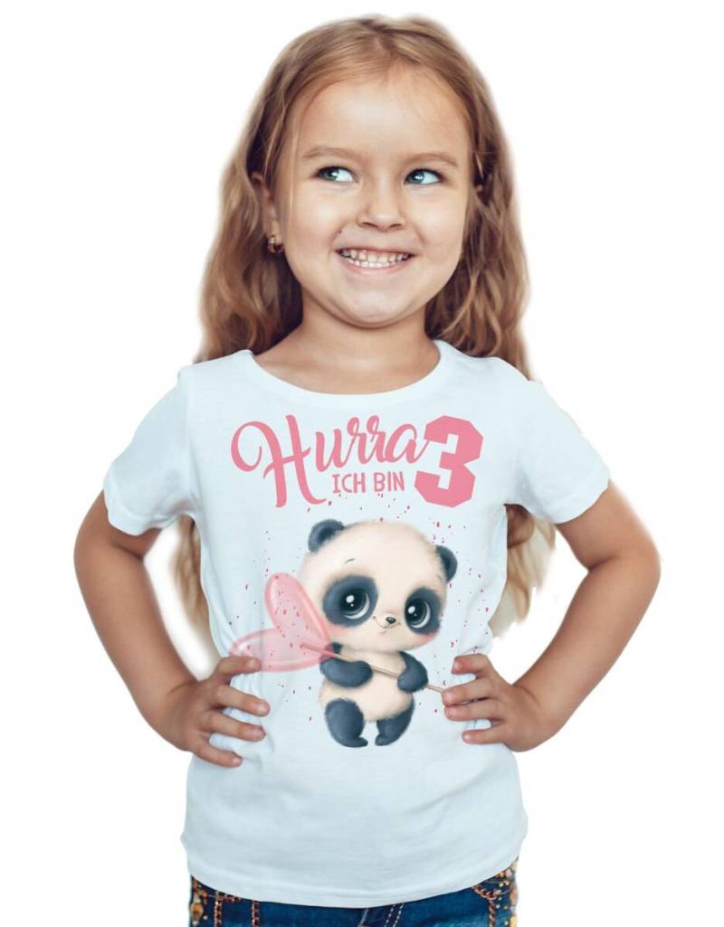 Mikalino Kinder T-Shirt Ich Bin Drei 3 Süßer Waschbär Kurzarm Shirt | Geschenkidee von Mikalino