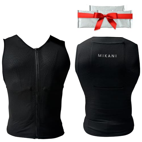 Mikani Kühlende Fahrradweste für Herren, 2 wiederverwendbare Kühlpacks, Schwarz, Schwarz, Medium von Mikani