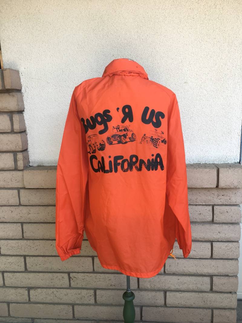 Vintage 70Er Jahre Windbreaker Jacke Mit Kapuze Bugs "R Us California Betty Orange Leichte Hirsch Weis L-xl von MikesQualityVintage