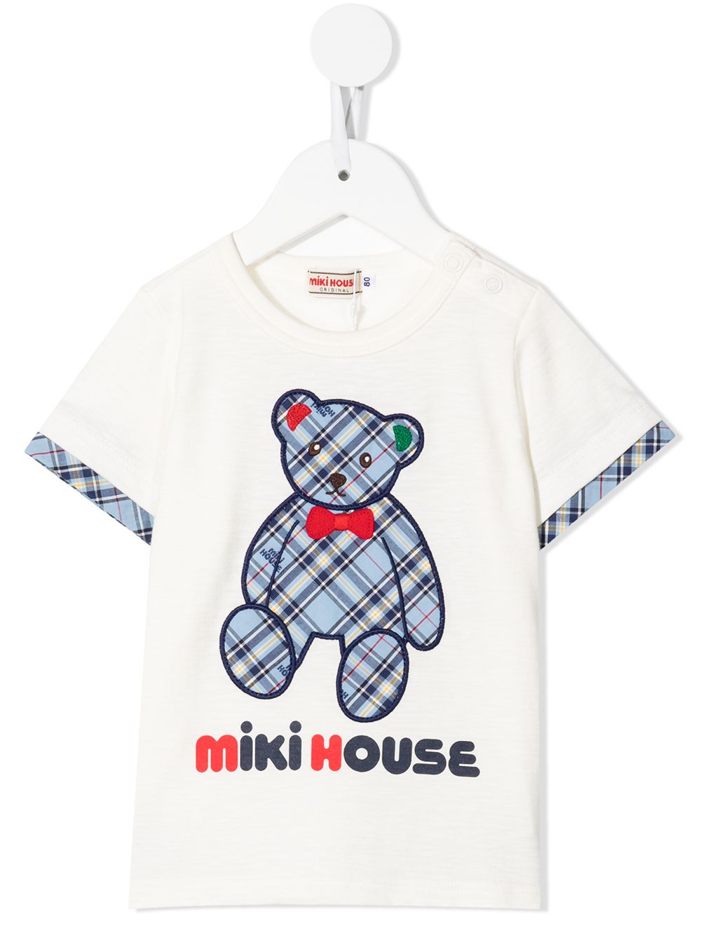 Miki House T-Shirt mit Teddy-Applikation - Weiß von Miki House