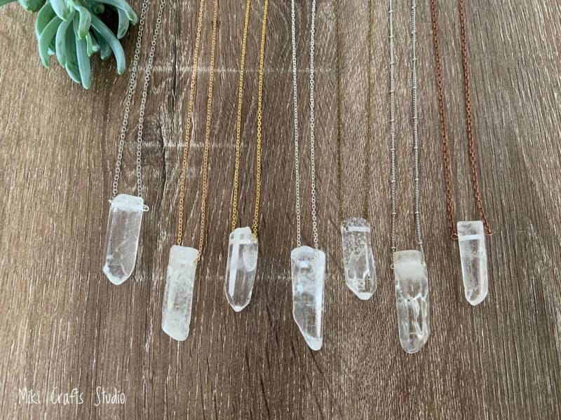 Bergkristall Kette | Eisige Kristall Chunky Schmuck Edelstein Quarz Bar Halskette Bergkristall Kette | Eisige Kristall Chunky Schmuck Edelstein Quarz Bar Halskette von MikiCraftsStudio