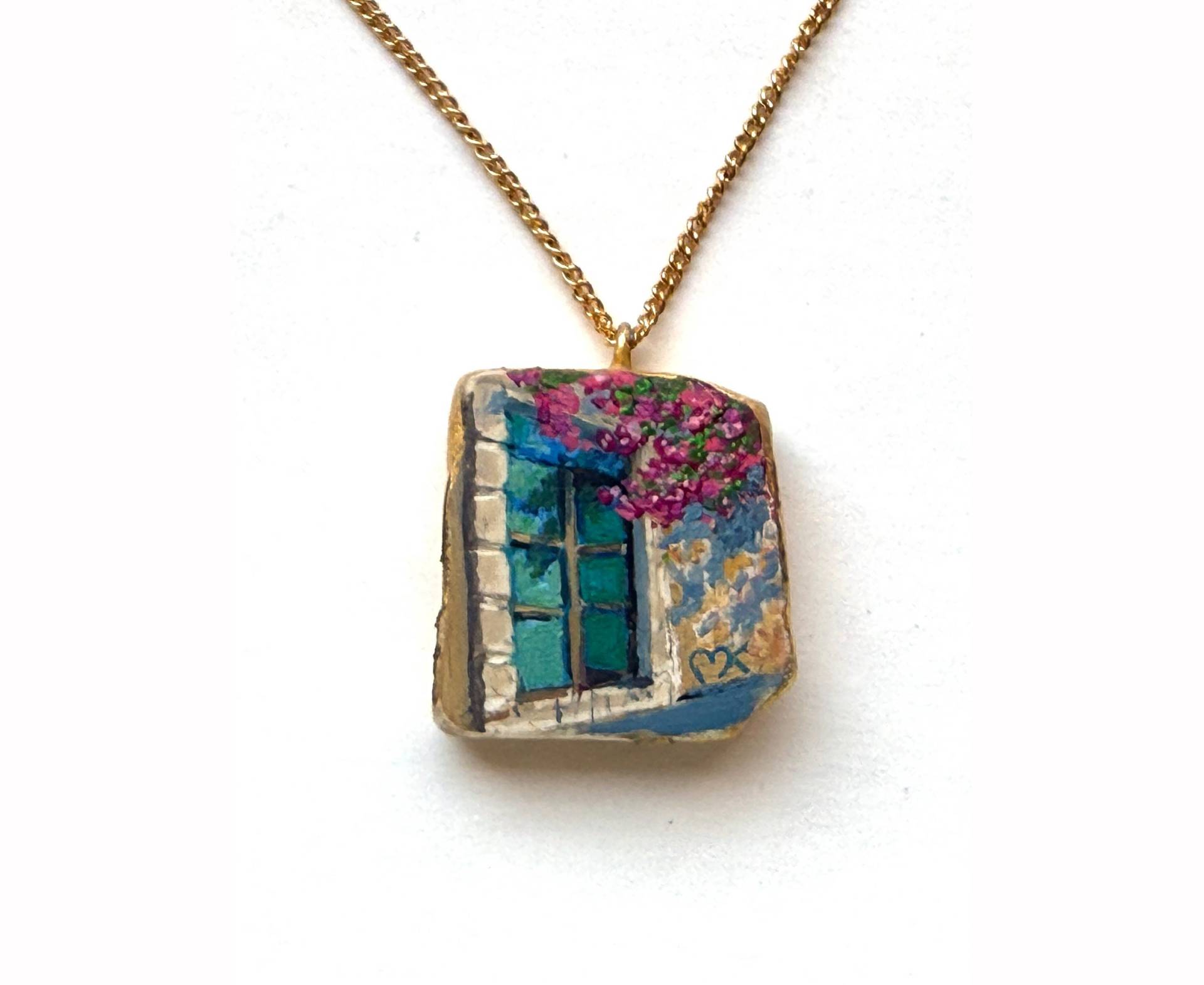 Jerusalemstein Anhänger Tür Aus Türkistürkis, 24K Gold Jerusalemstein Anhänger Tür Aus Türkistürkis, 24K Gold von MikiKarniFineArt