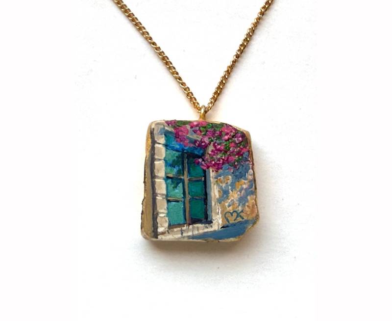Jerusalemstein Anhänger Tür Aus Türkistürkis, 24K Gold Jerusalemstein Anhänger Tür Aus Türkistürkis, 24K Gold von MikiKarniFineArt