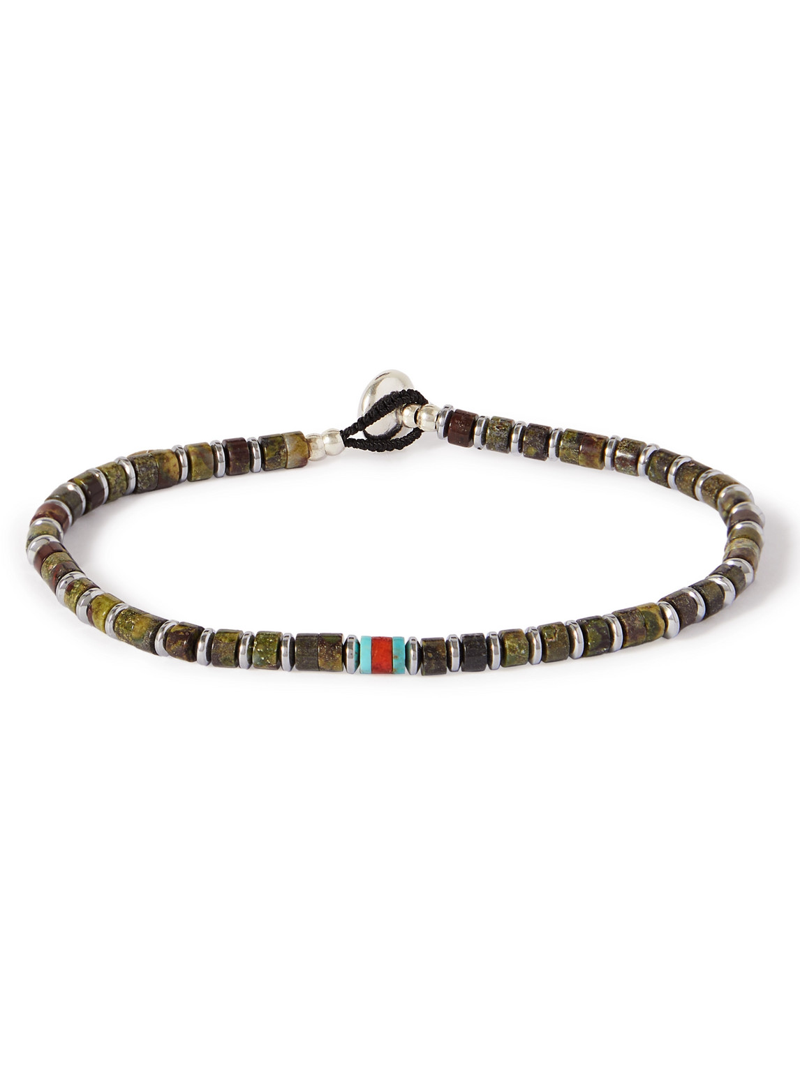 Mikia - Heishi Silver Multi-Stone Bracelet - Men - Gray - M von Mikia