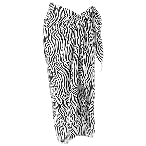 Damen Sarong Pareo für Strandurlaub, Lange Strandkleid Sommer Bikini Cover Up Chiffon Badeanzug Wickelrock Strand Rock Frauen Mädchen Side Strappy Sarong Strandrock Strand Wear Cover (Streifen) von Mikihat