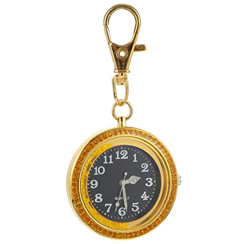 Mikikit 1 PC Vintage Modern Diamant Damen Mit Uhr Senioren Schule Groß Glatt Strass Bequem Kettenverschluss Taschenanhänger Für Kinder Herren Klassische Goldene Modische Nummer von Mikikit