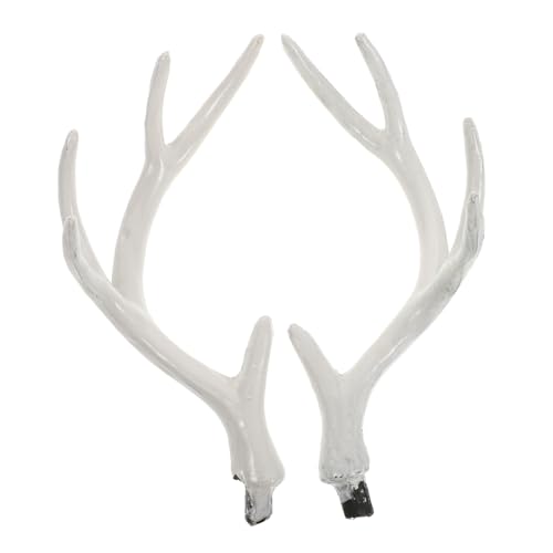 Mikikit 1 Paar Geweih-Requisiten Mini-Hirschgeweih zum Basteln Kostüm DIY Hörner Hirsch-Stirnband Faux -Geweih Mini-Geweihverzierungen Hirsch-Accessoires-Kostüm Hirschhörner Plastik Beige von Mikikit