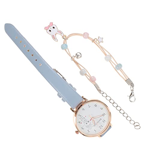 Mikikit 1 Satz Kaninchen Beobachten Zarte Mädchenuhr Damenuhr Lederband Uhr Mit Armbandset Damenuhr Mit Lederband Uhren- Armbandset Für Damen Quarzuhren Legierung Kleinkind Einfach von Mikikit