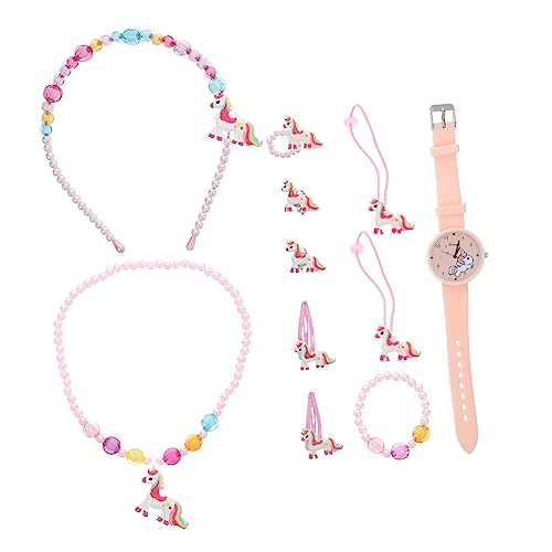 Mikikit 1 Satz Uhrenset Einhornkette Für Mädchen Prinzessin Täuscht Schmuck Vor Silikonuhr Für Mädchen Haarschmuck Mädchenschmuck Einhörner Armband Quarz Plastik Kind von Mikikit