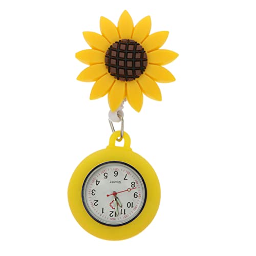 Mikikit Kreative Krankenschwester Taschenuhr Mit Sonnenblumen-Design Tragbare Fob-Uhr Mit Clip Für Pflegekräfte Und Studenten Leicht Und Langlebig von Mikikit