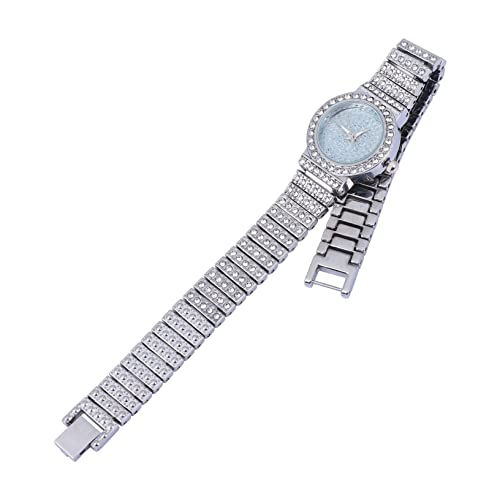 Mikikit Freizeituhr 1 Stück Minimalistisch Kreativ Glänzend Damen Dekor Armband Stilvoll Dame Legierung Link Silber Mädchen Kostüm Damen Handgelenk Bewegung Bling Uhr Mode Für Armbanduhr von Mikikit