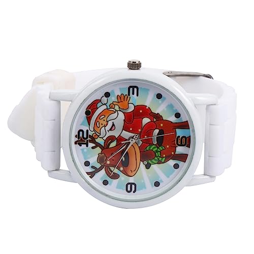 Mikikit 1stk Kinderuhr Weihnachtsweihnachtsuhr Weihnachtsmannuhr Weihnachtsarmbanduhr Rentieruhr Kinder Damenuhr Verpackungsmaschine Weihnachten Weiß Fräulein Kieselgel von Mikikit