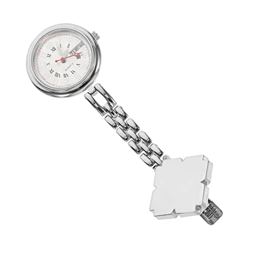 Mikikit Armbanduhr Zum Anklipsen An Der Tasche Doppelkalender Legierung Stilvoll für Krankenschwestern Ärzte und Senioren von Mikikit