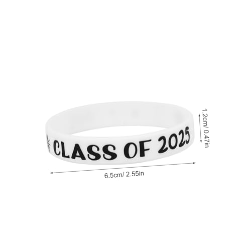Mikikit 10 Stück Teiliges Silikonarmband Class Of Graduierungsarmbänder Flexibel Komfortabel Abschlussfeier Partygäste Weiß von Mikikit
