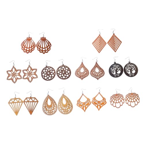 Mikikit 10Paare Holzohrringe Damen Geometrische Ohrhänger im Bohemian Farbenfrohe Holzaccessoires für Outfits Leichtes Design für Ganzen Tag Inspiriert von Afrikanischer Mikikit 10Paare Holzohrringe Damen Geometrische Ohrhänger im Bohemian Farbenfrohe Holzaccessoires für Outfits Leichtes Design für Ganzen Tag Inspiriert von Afrikanischer von Mikikit