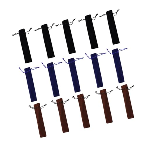 Mikikit 15 Stück Teiliges Kratzfeste Stiftbeutel aus Doppelseitigem Dickem Flauschstoff Langlebige Federmäppchen als Praktische Verpackung und Geschenkbeutel für Füller und Stifte Schwarz von Mikikit