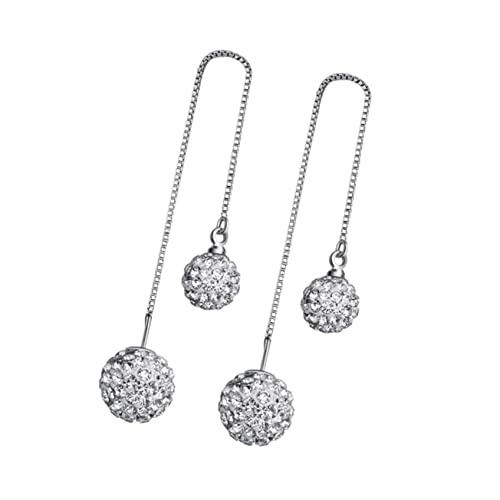 Mikikit 1Paar Sterling Silber Ohrentropfen mit Geometrischem Design Langem Quastenanhänger Eleganter Damenschmuck für Perfektes für Frauen Silber Mikikit 1Paar Sterling Silber Ohrentropfen mit Geometrischem Design Langem Quastenanhänger Eleganter Damenschmuck für Perfektes für Frauen Silber von Mikikit