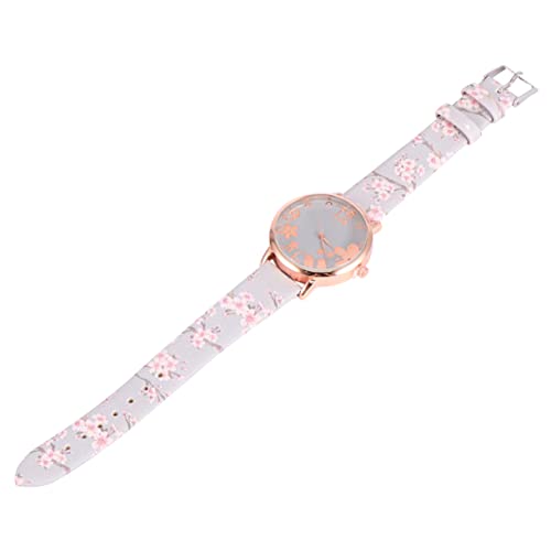 1Pc Business Mode Elegant Muster Damen Pflaume Uhr Für Leder Täglich Chronograph Armband Minimalistisch Verwenden Geschenk Kreativ Blühen Lila Dekor Armband Armbanduhr Dame von Mikikit