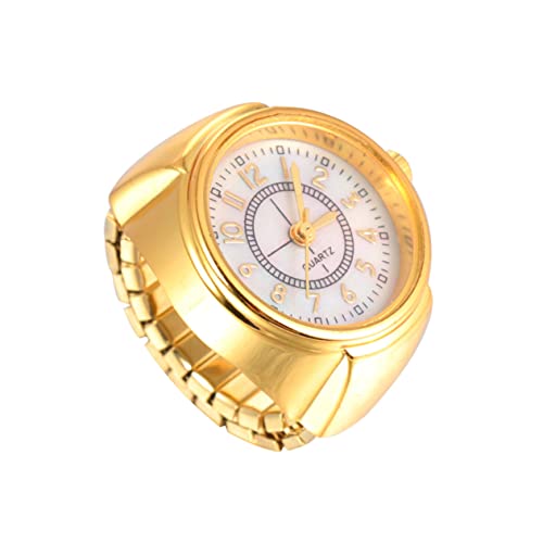 Mikikit Stilvolle Ringuhr Modischer Mini-Ring Quarzuhr Schmuck Für Damen Und Herren Goldfarben von Mikikit