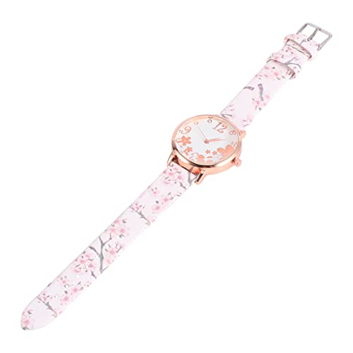 Mikikit Betrachten 1Pc Kreatives Geschenk Blüte Dekor Verwendung Leder Handgelenk Dame Licht Minimalistisch Uhr Business Täglich Mode Elegant Armband Armbanduhr Chronograph Rosa von Mikikit