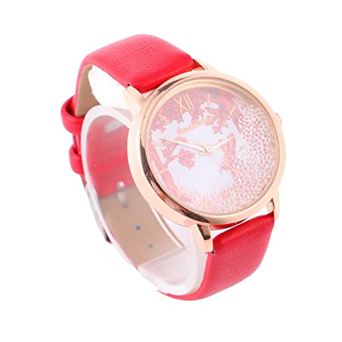 Mikikit 1Stk Quartz Uhr Damenuhr Uhr mit Lederarmband Digitale Uhren rote Uhren für Damen Frauen-Kaninchen-Quarzuhr Frauen beobachten Hase niedlich Gurt Lipgloss Quarzuhren Kind Geschenk von Mikikit