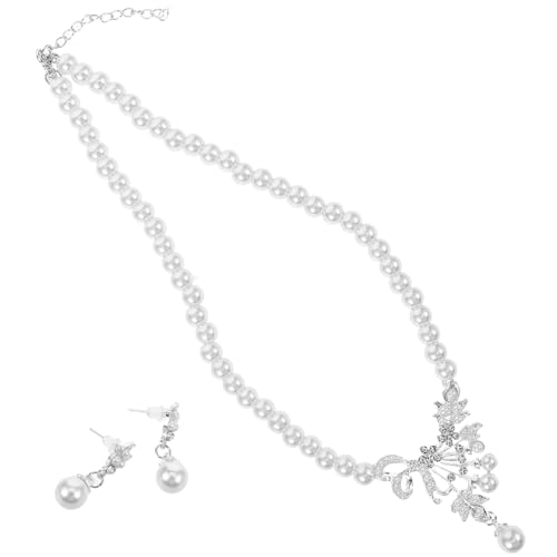 Mikikit 1Satz Perlen Ohrringe Halskette für Hochzeiten Dangler mit Süßwasserperlen Strasssteinen Elegantes Schmuckset für Brautjungfern Partys Besondere Anlässe Mikikit 1Satz Perlen Ohrringe Halskette für Hochzeiten Dangler mit Süßwasserperlen Strasssteinen Elegantes Schmuckset für Brautjungfern Partys Besondere Anlässe von Mikikit