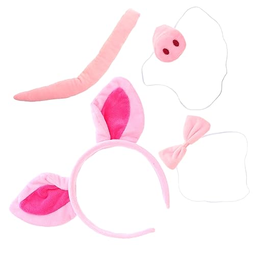 Mikikit Schweinekostüm Tierkostüm Cosplay Kinderkostüm Partykostüm Mit Schweineohren-stirnband Und Falscher Nase Plüschohren-stirnband Frackkostüm Für Geburtstage Cosplay von Mikikit