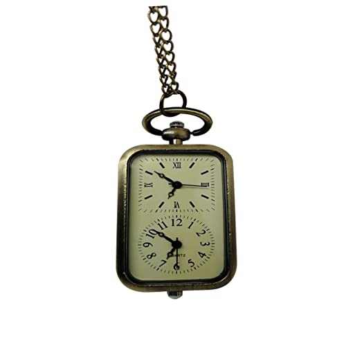 Mikikit Taschenuhr Vintage Doppelbewegung Anhänger Kette aus Legierung für Damen und Herren Retro Halskette mit Doppelzifferblatt Präzise Zeitmessung für Alltag und Besondere Anlässe 1 Stück von Mikikit