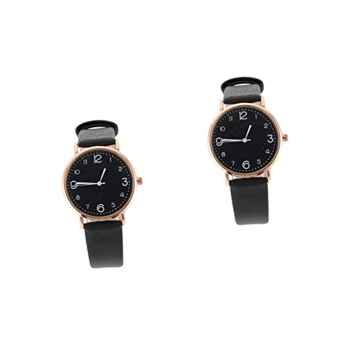 Mikikit 2 STK Anschauen Minimalistische Herrenuhr Geschenk Für Männer Armbänder Für Frauen Mädchen Uhr Mit Ledergürtel Weibliche Lederuhr Armband Quarz Mode von Mikikit