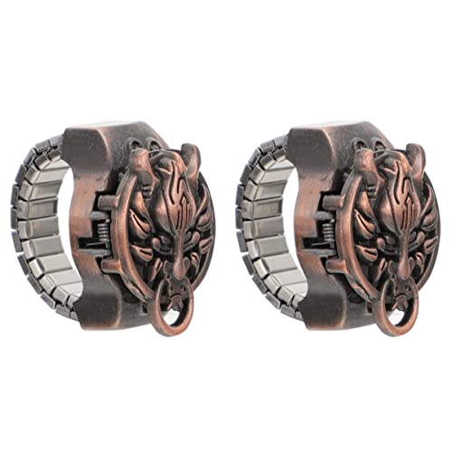 Mikikit 2 Pcs Uhren Herren Outdoor Tag Legierung Up Graduierung Retro Mann Gefälligkeiten Für Uhr Weihnachten Offener Deckel Drache Elastisch Arabisch Aufklappbar von Mikikit